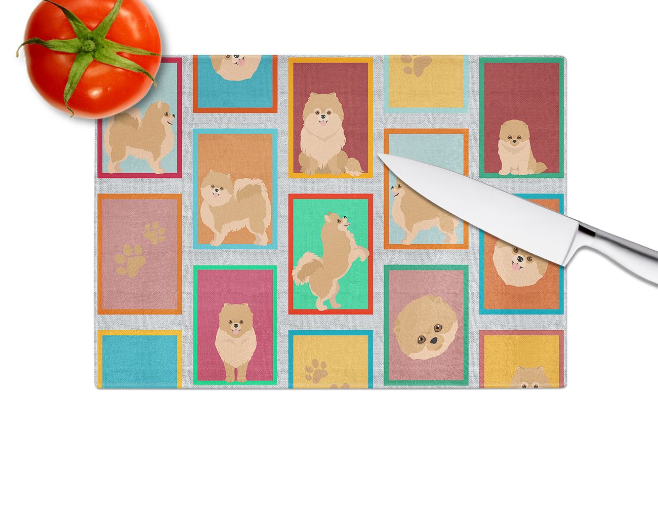 NEW Lots of Orange Pomeranian Glass Cutting Board Decorative Tempered Glass Kitchen Cutting and Serving Board Large Size Chopping Board