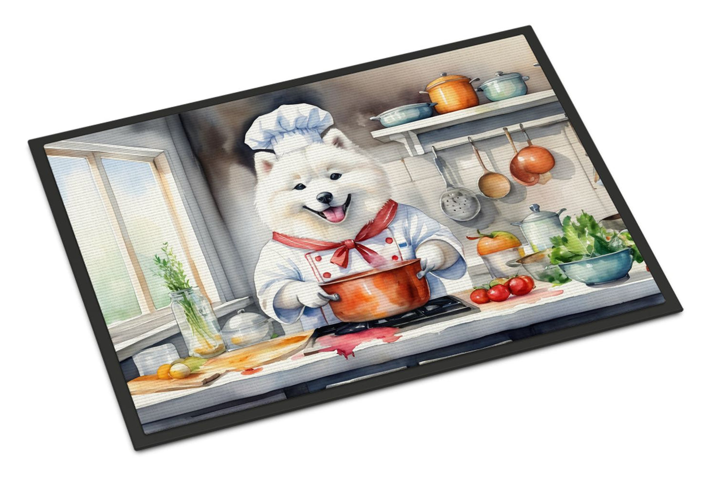 NEW Samoyed The Chef Doormat Front Door Mat Indoor Outdoor Rugs for Entryway, Non Slip Washable Low Pile, 18H X 27W