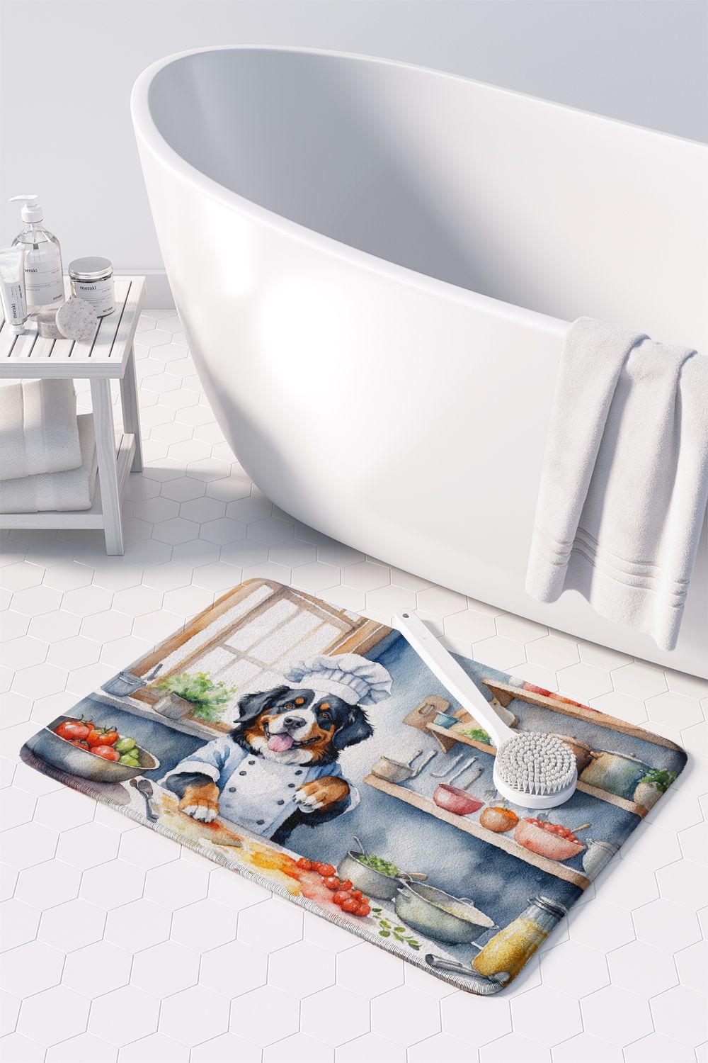 Bernese Mountain Dog The Chef Memory Foam Kitchen Mat Machine Washable Anti-Fatigue Mat Cushion Comfort Bath Mat or Kitchen Rug