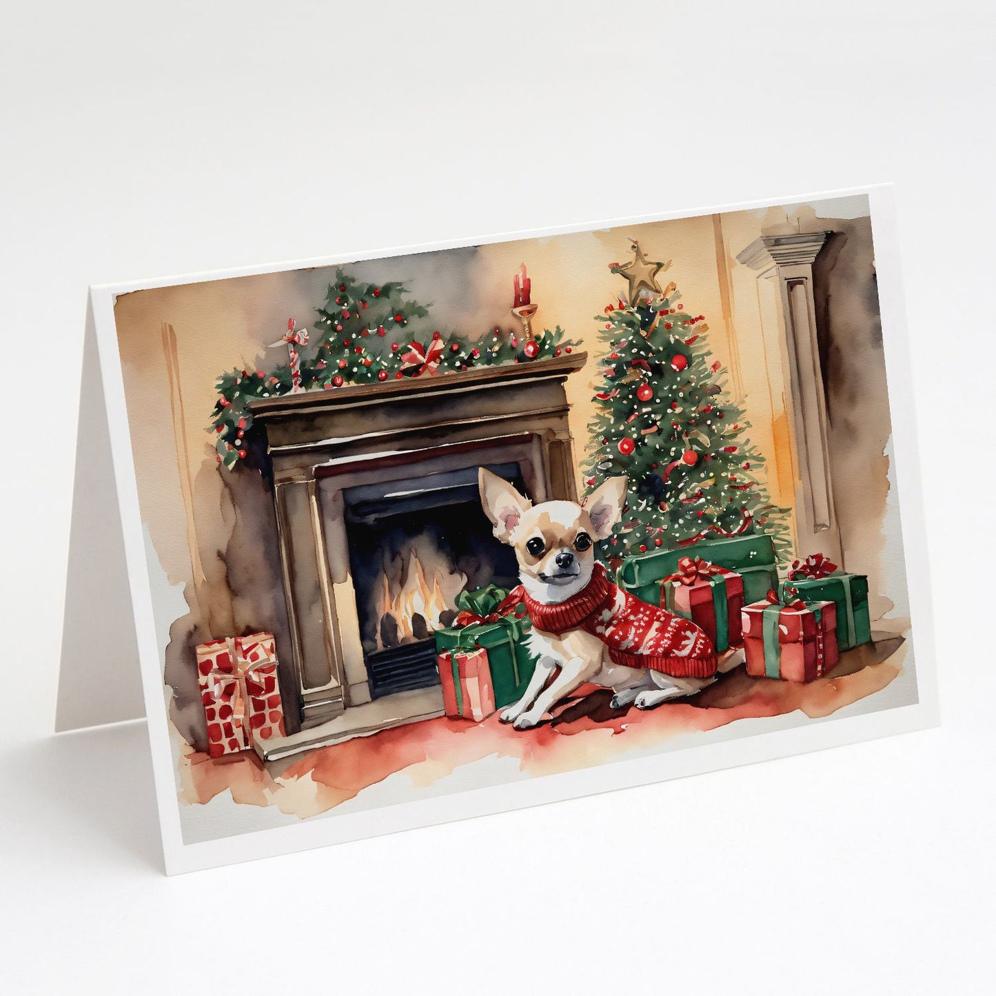 Chihuahua Christmas Greeting Cards Pack of 8 Blank Cards with Envelopes Whimsical A7 Size 5x7 Blank Note Cards