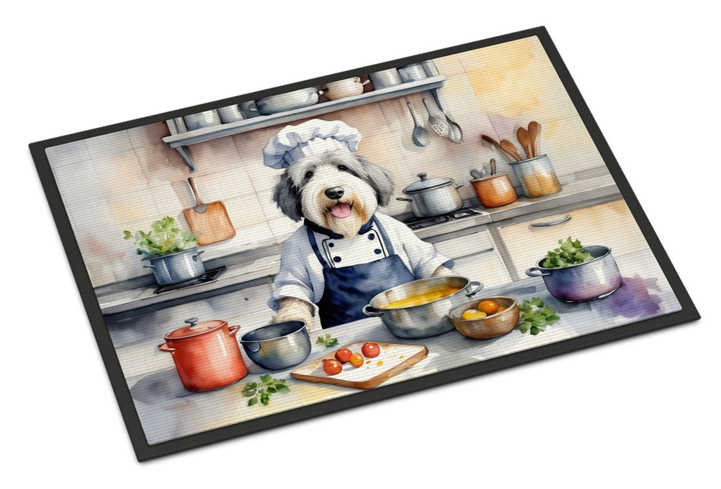 NEW Old English Sheepdog The Chef Doormat Front Door Mat Indoor Outdoor Rugs for Entryway, Non Slip Washable Low Pile, 18H X 27W