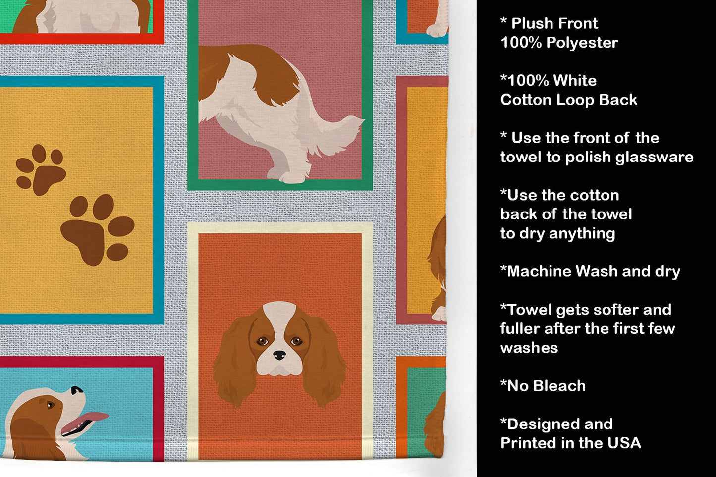 Lots of Blenheim Cavalier Spaniel Kitchen Towel Dish Cloths Guest Hand Towel Decorative Bathroom Towel for Face,Tea, Dishcloth, Kitchen and Bath