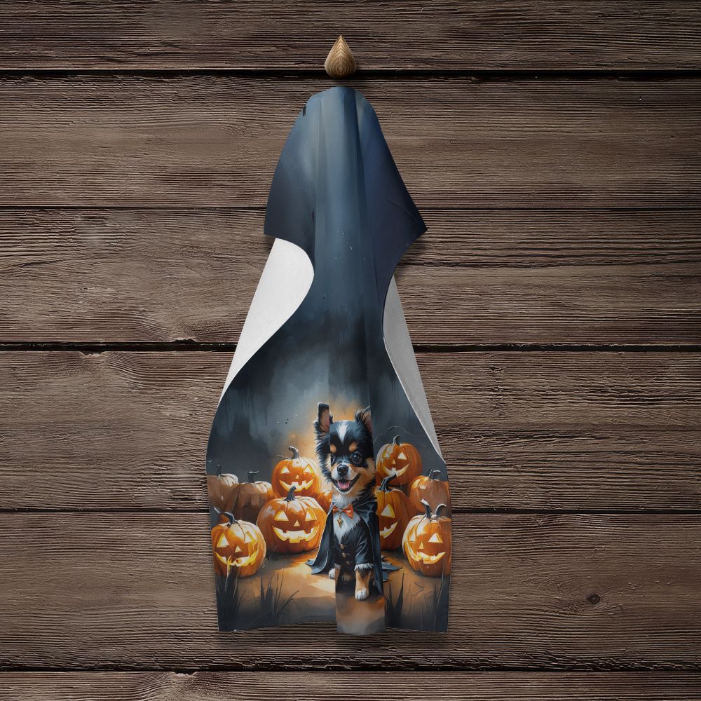 Balck and Tan Pomeranian Puppy Halloween Kitchen Towel Dish Cloths Guest Hand Towel Decorative Bathroom Towel for Face,Tea, Dishcloth, Kitchen and Bath