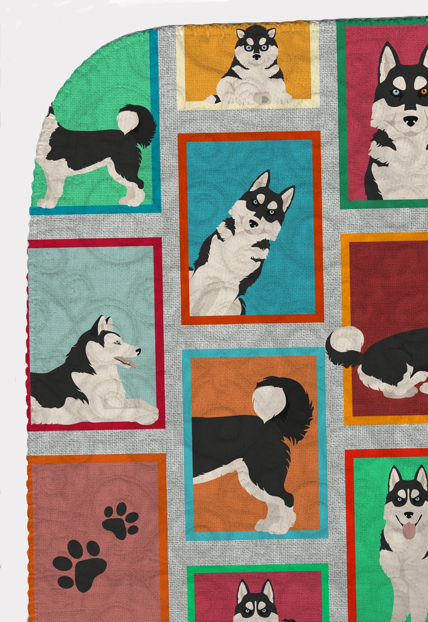 Lots of Siberian Husky Quilted Blanket 50x60 Artwork Pattern Quilted Throw Blanket for Bed, Couch, Sofa, Soft and Lightweight