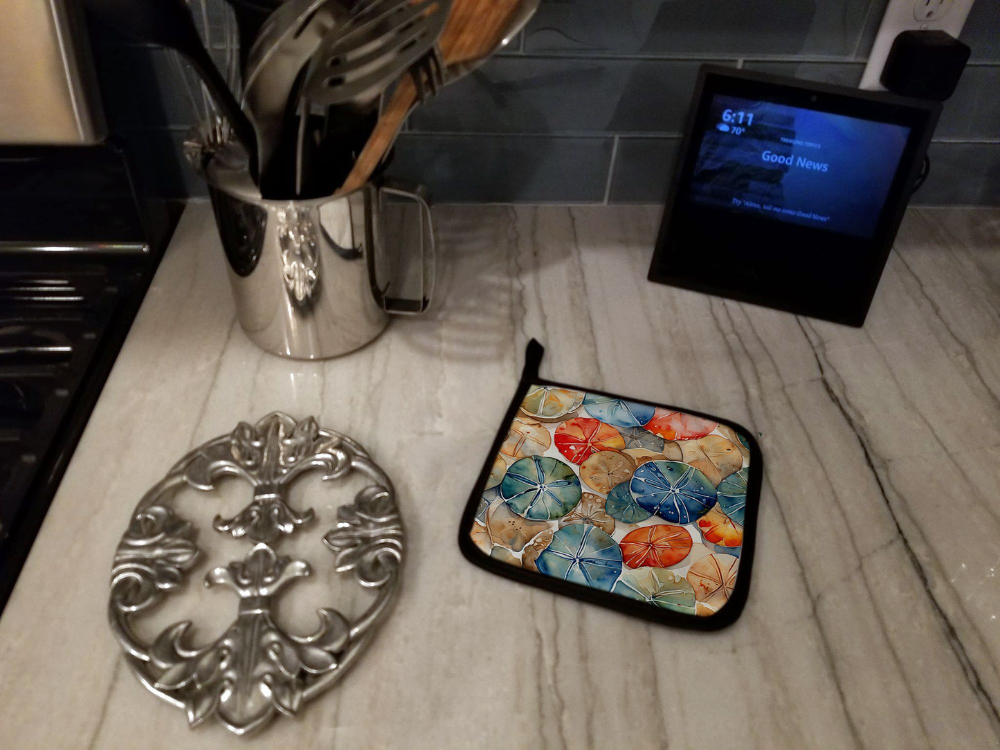Sand Dollars Pair of Pot Holders Kitchen Heat Resistant Pot Holders Sets Oven Hot Pads for Cooking Baking BBQ, 7 1/2 x 7 1/2