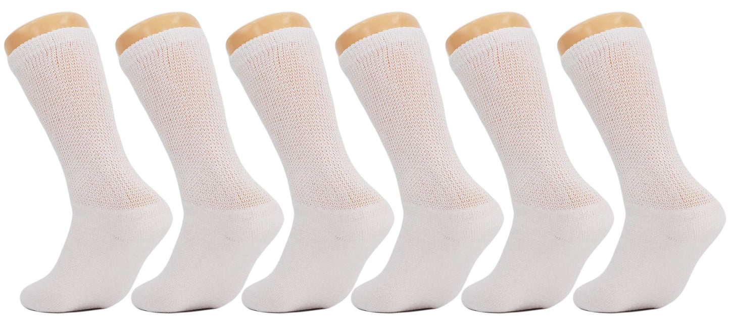 Diabetic Crew Socks Non-Binding Cotton Crew Diabetes Socks 6 Pairs