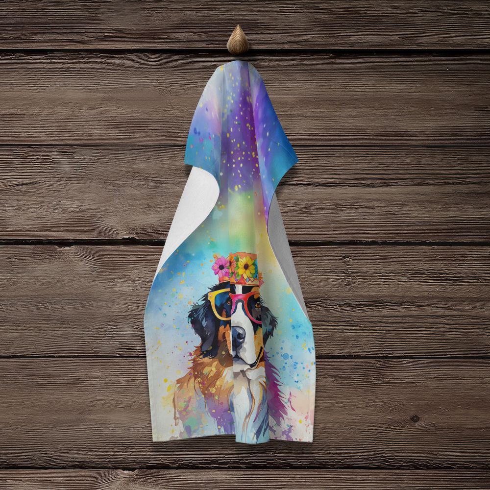 Bernese Mountain Dog Hippie Dawg Kitchen Towel Dish Cloths Guest Hand Towel Decorative Bathroom Towel for Face,Tea, Dishcloth, Kitchen and Bath