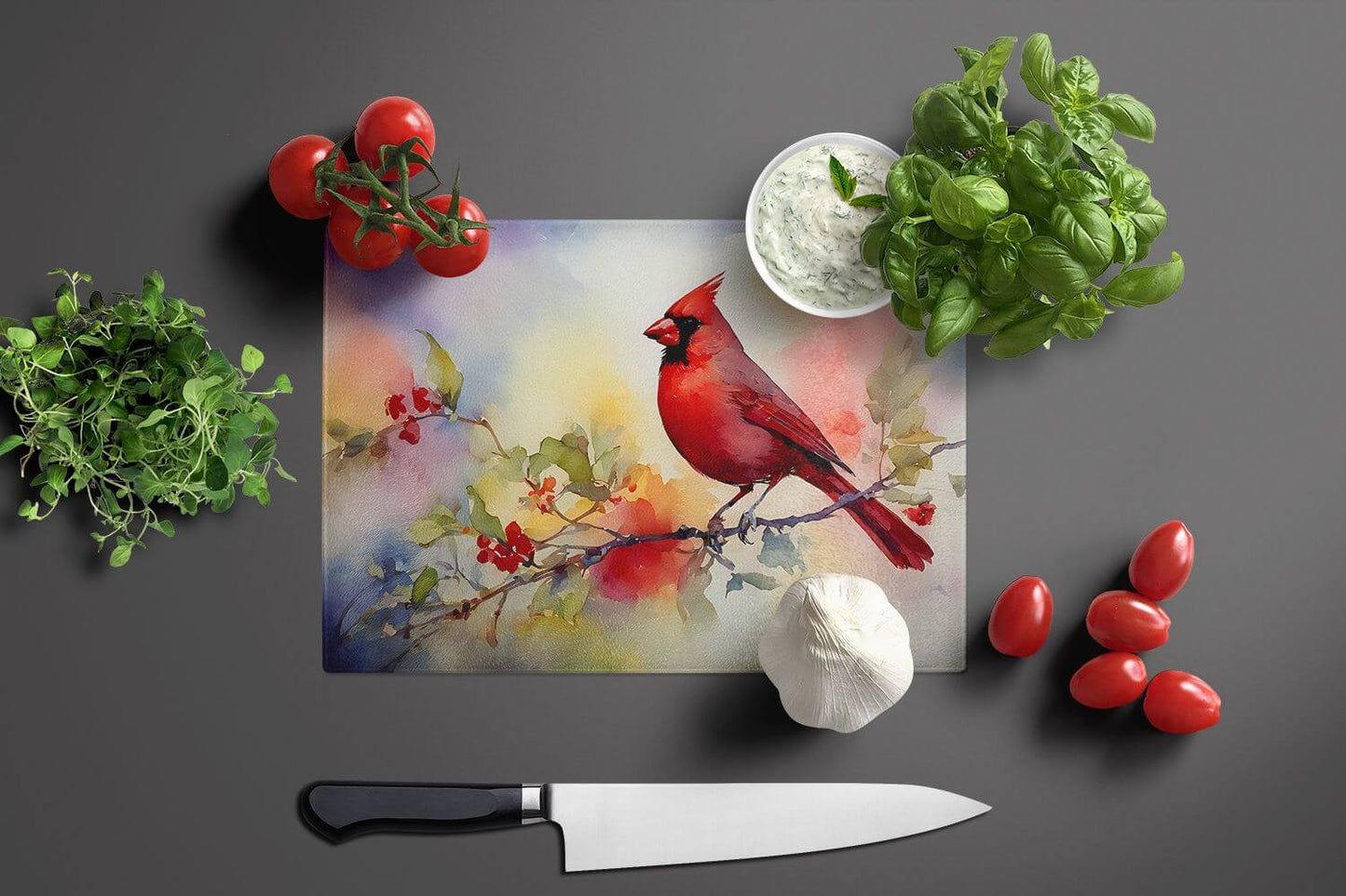 NEW Cardinal Glass Cutting Board Decorative Tempered Glass Kitchen Cutting and Serving Board Large Size Chopping Board