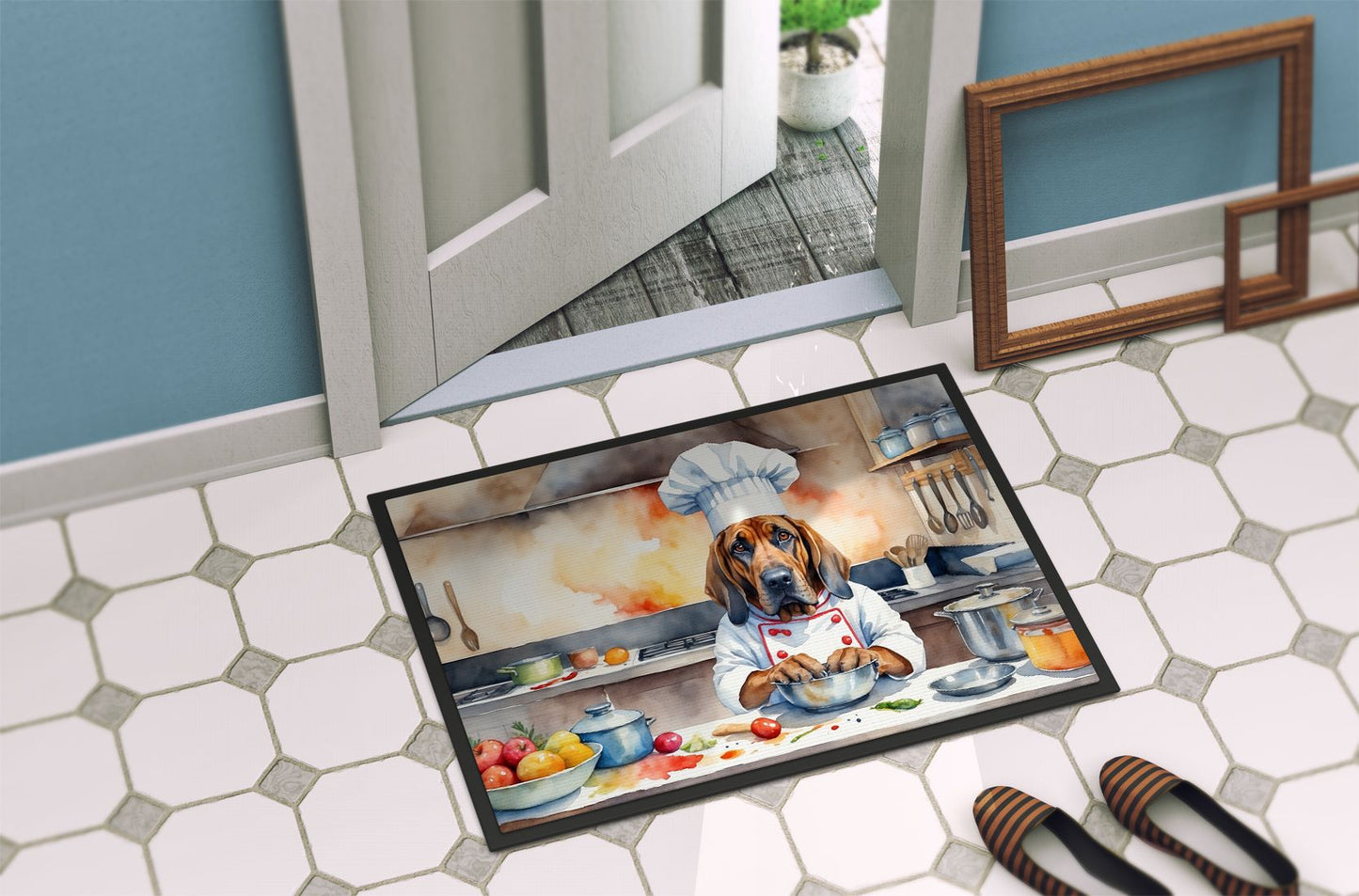 Bloodhound The Chef Doormat Front Door Mat Indoor Outdoor Rugs for Entryway, Non Slip Washable Low Pile, 24H X 36W