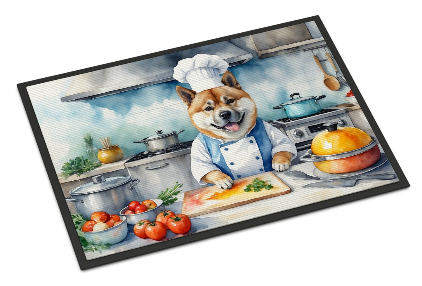Akita The Chef Doormat Front Door Mat Indoor Outdoor Rugs for Entryway, Non Slip Washable Low Pile, 24H X 36W