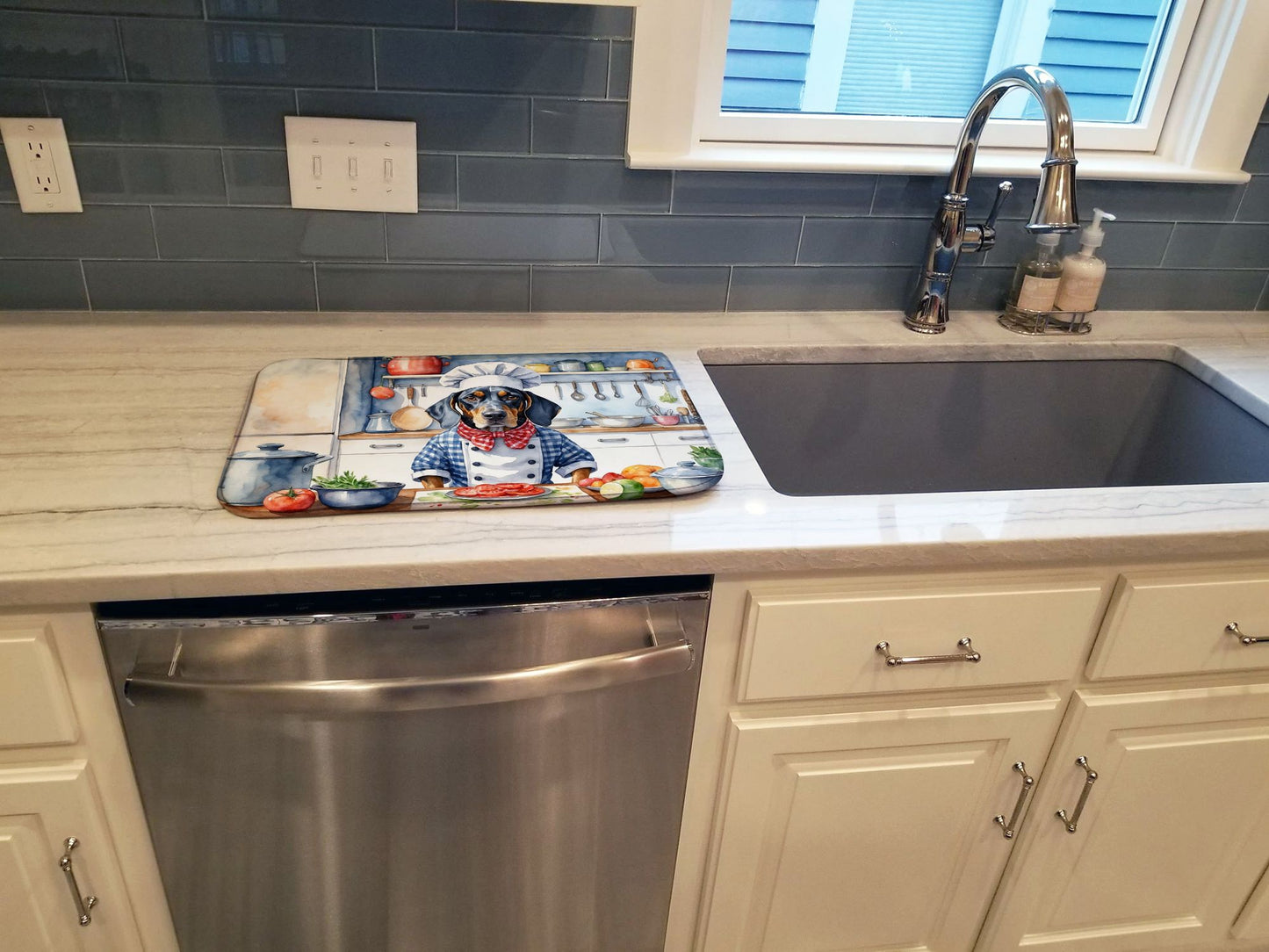 Bluetick Coonhound The Chef Dish Drying Mat Absorbent Dish Drying Mat Pad for Kitchen Counter Dish Drainer Mat for Countertop, 14 x 21", Multicolor