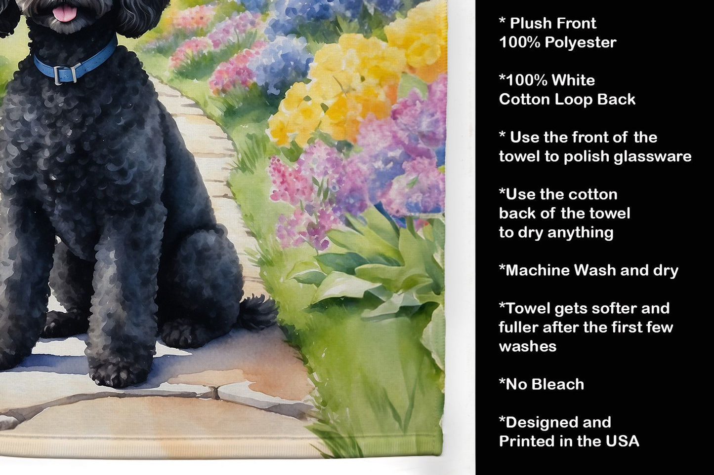Black Poodle Spring Path Kitchen Towel Dish Cloths Guest Hand Towel Decorative Bathroom Towel for Face,Tea, Dishcloth, Kitchen and Bath