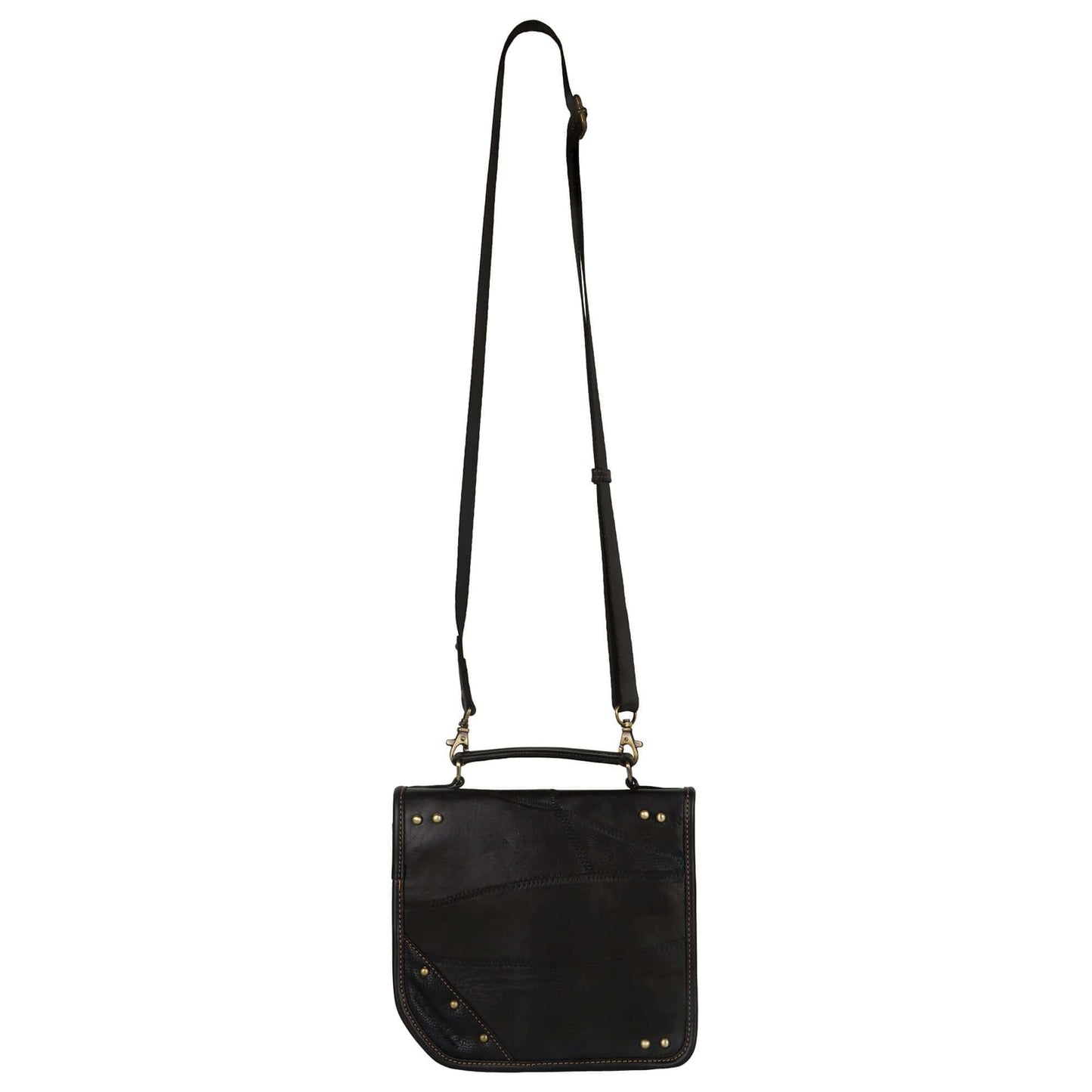 Casey Crossbody Bag made with upcycled leather + premium vegan leather with stylish Front Flap