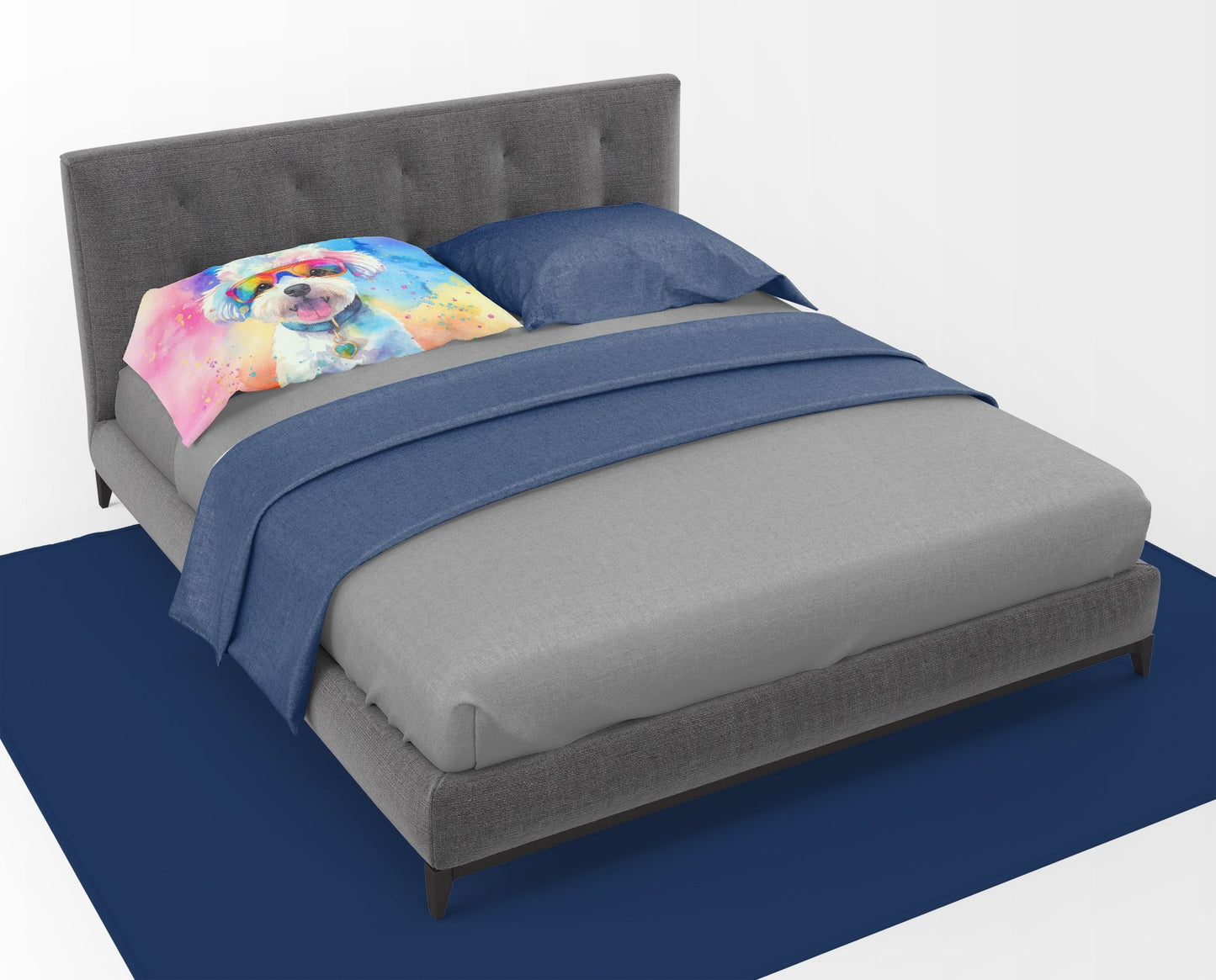 Bichon Frise Hippie Dawg Standard Pillowcase Lightweight Super Soft Easy Care Decorative Artwork Pillowcase, Standard