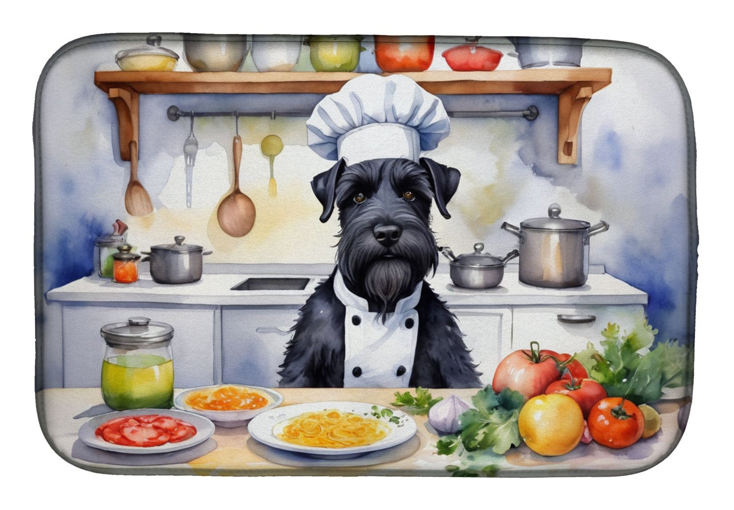 Giant Schnauzer The Chef Dish Drying Mat Absorbent Dish Drying Mat Pad for Kitchen Counter Dish Drainer Mat for Countertop, 14 x 21", Multicolor
