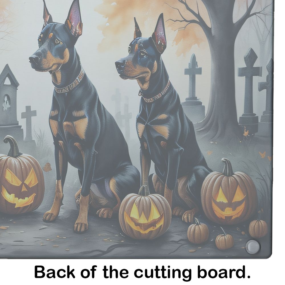 NEW Doberman Pinscher Spooky Halloween Glass Cutting Board Decorative Tempered Glass Kitchen Cutting and Serving Board Large Size Chopping Board