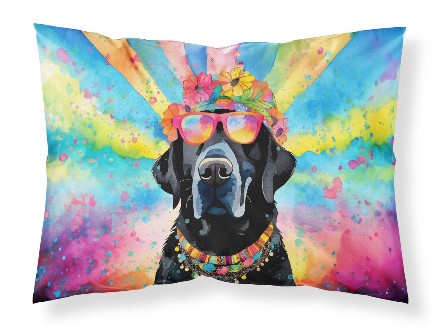 Black Labrador Hippie Dawg Standard Pillowcase Lightweight Super Soft Easy Care Decorative Artwork Pillowcase, Standard