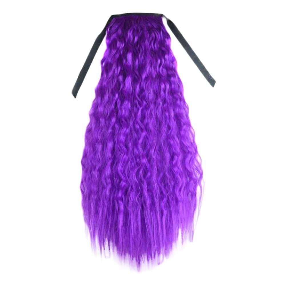 Wavy Curly Wrap Around Ponytail Wig Extension Woman Drawstring Synthetic Hair Extension Fluffy Hairpiece,Purple Halloween Dress Up Cosplay - Clothes For Her Online Store