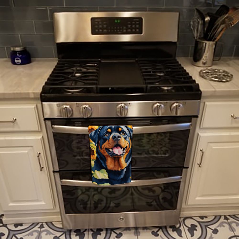 Rottweiler in Sunflowers Kitchen Towel Dish Cloths Guest Hand Towel Decorative Bathroom Towel for Face,Tea, Dishcloth, Kitchen and Bath