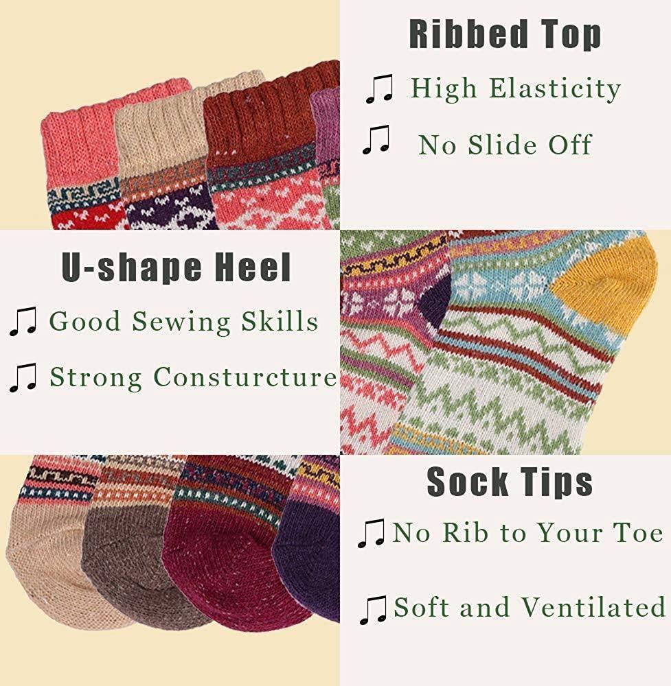 10 Pairs Womens Winter Wool Knit Socks Soft Warm Cozy Thick Vintage Casual Crew Socks Gifts - Clothes For Her Online Store