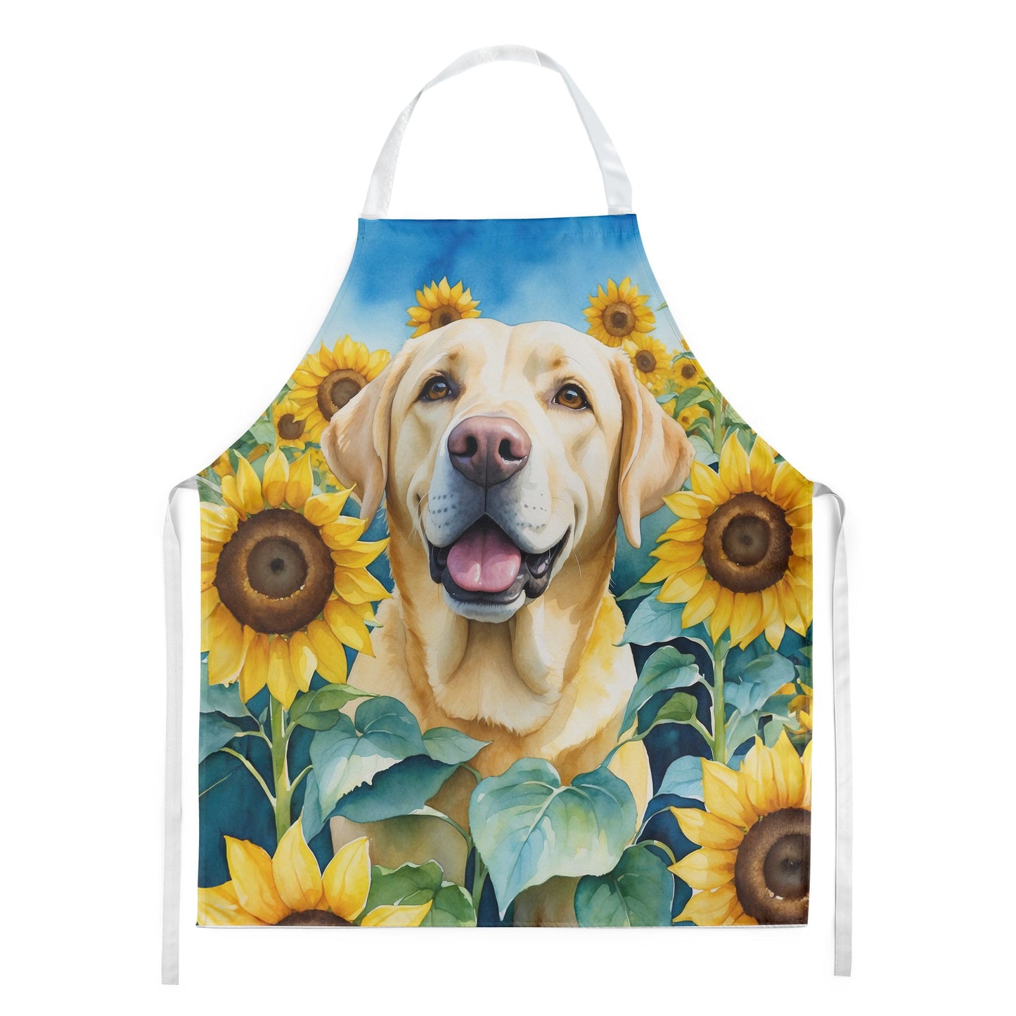 Labrador Retriever in Sunflowers Apron Cooking Kitchen Server Baking Crafts Gardening for Adult Women Men, Unisex, Large, Multicolor