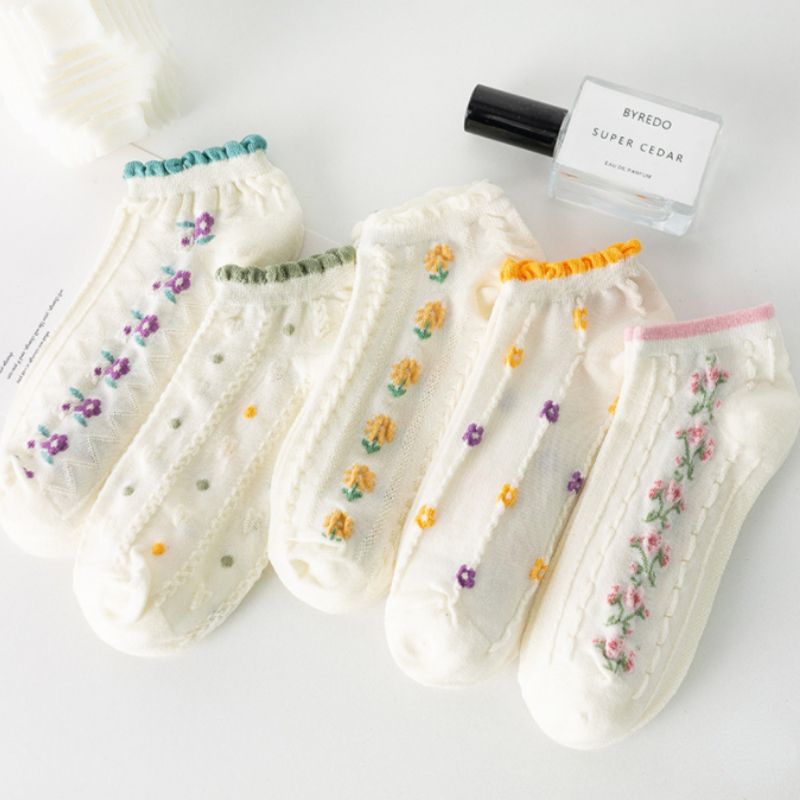 5Pairs Lot Cute Women Short Socks Boat Chaussette Femme Skarpety Cotton Ankle Meias Sock Female Breathable Calcetines Mujer