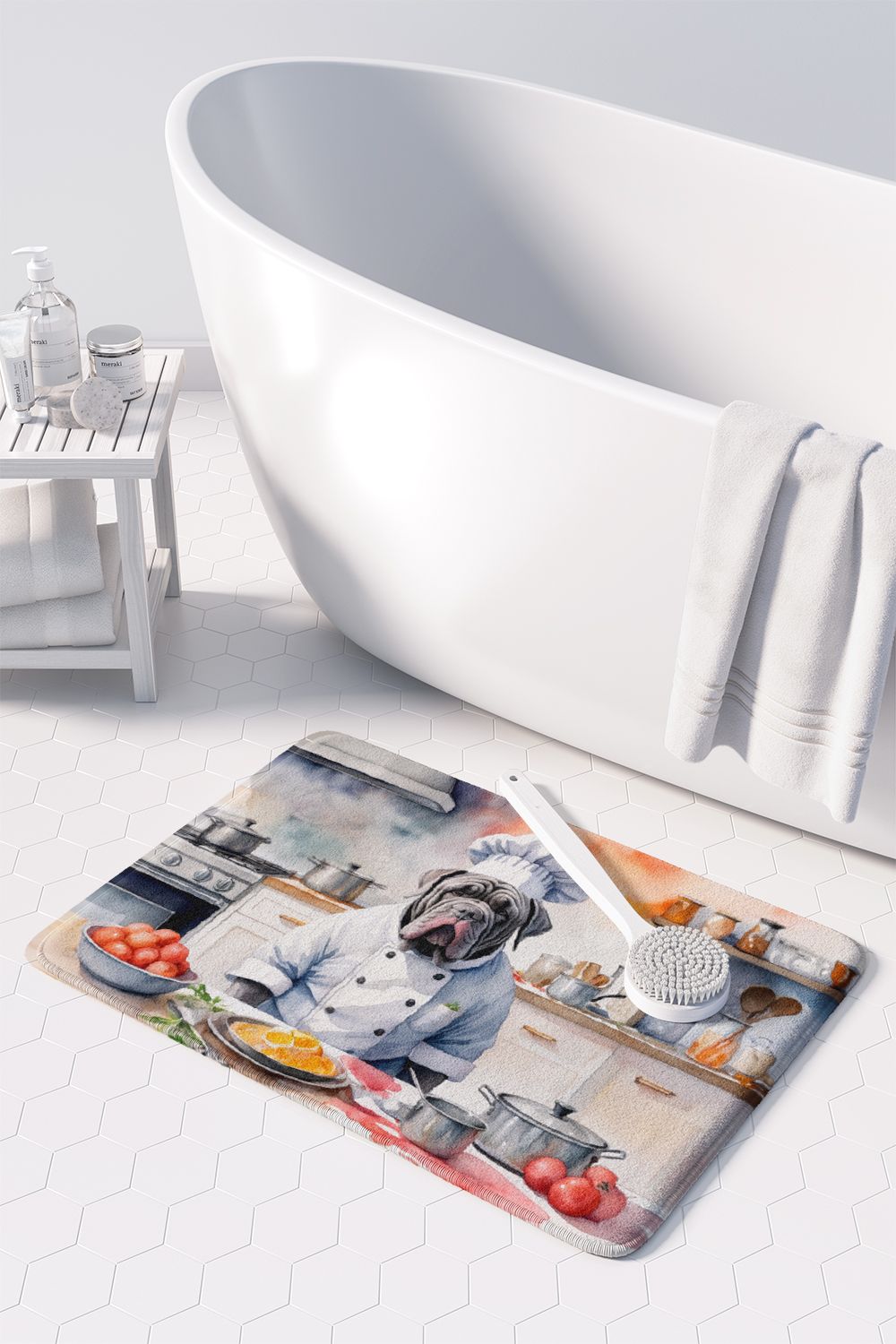 Neapolitan Mastiff The Chef Memory Foam Kitchen Mat Machine Washable Anti-Fatigue Mat Cushion Comfort Bath Mat or Kitchen Rug