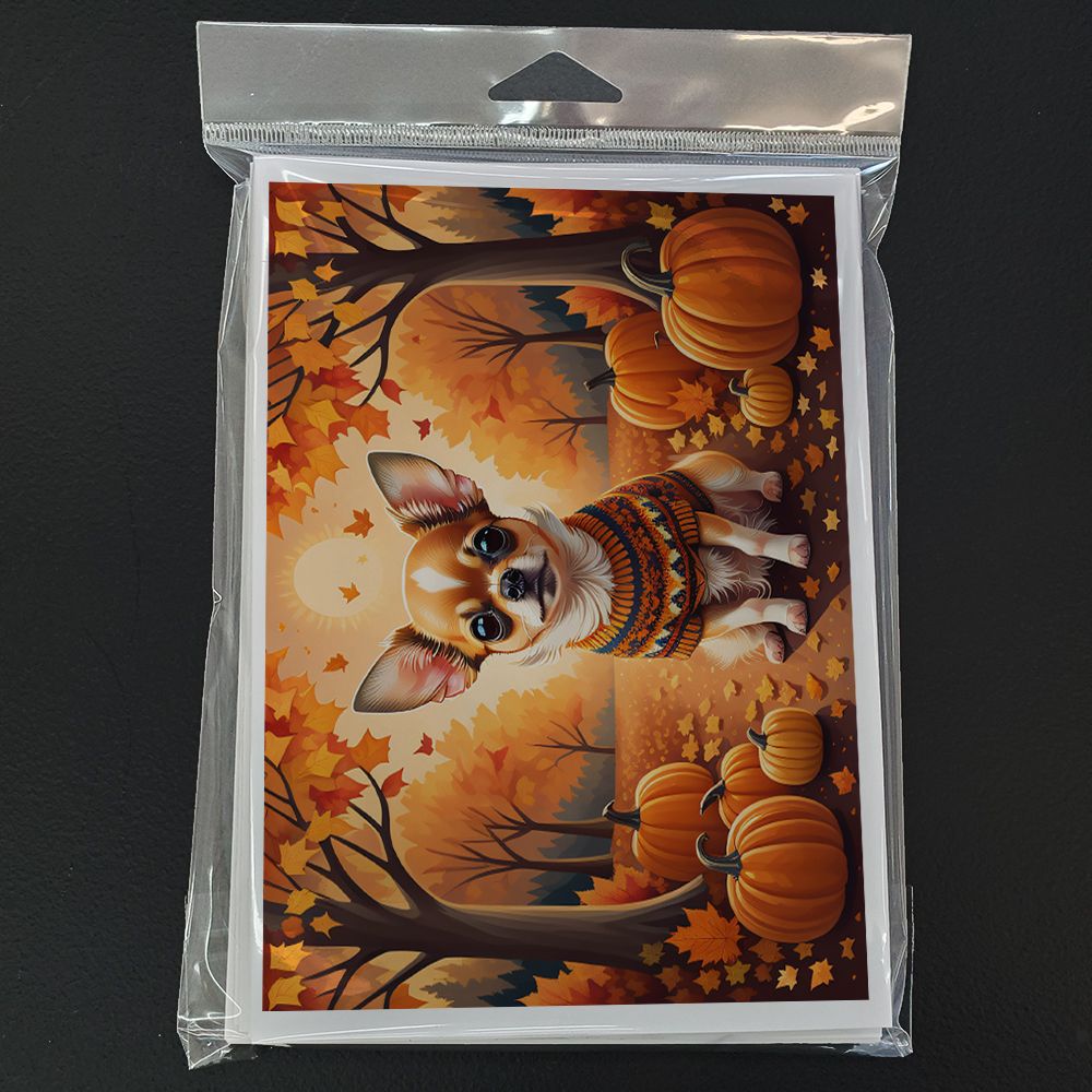 Chihuahua Fall Greeting Cards Pack of 8 Blank Cards with Envelopes Whimsical A7 Size 5x7 Blank Note Cards