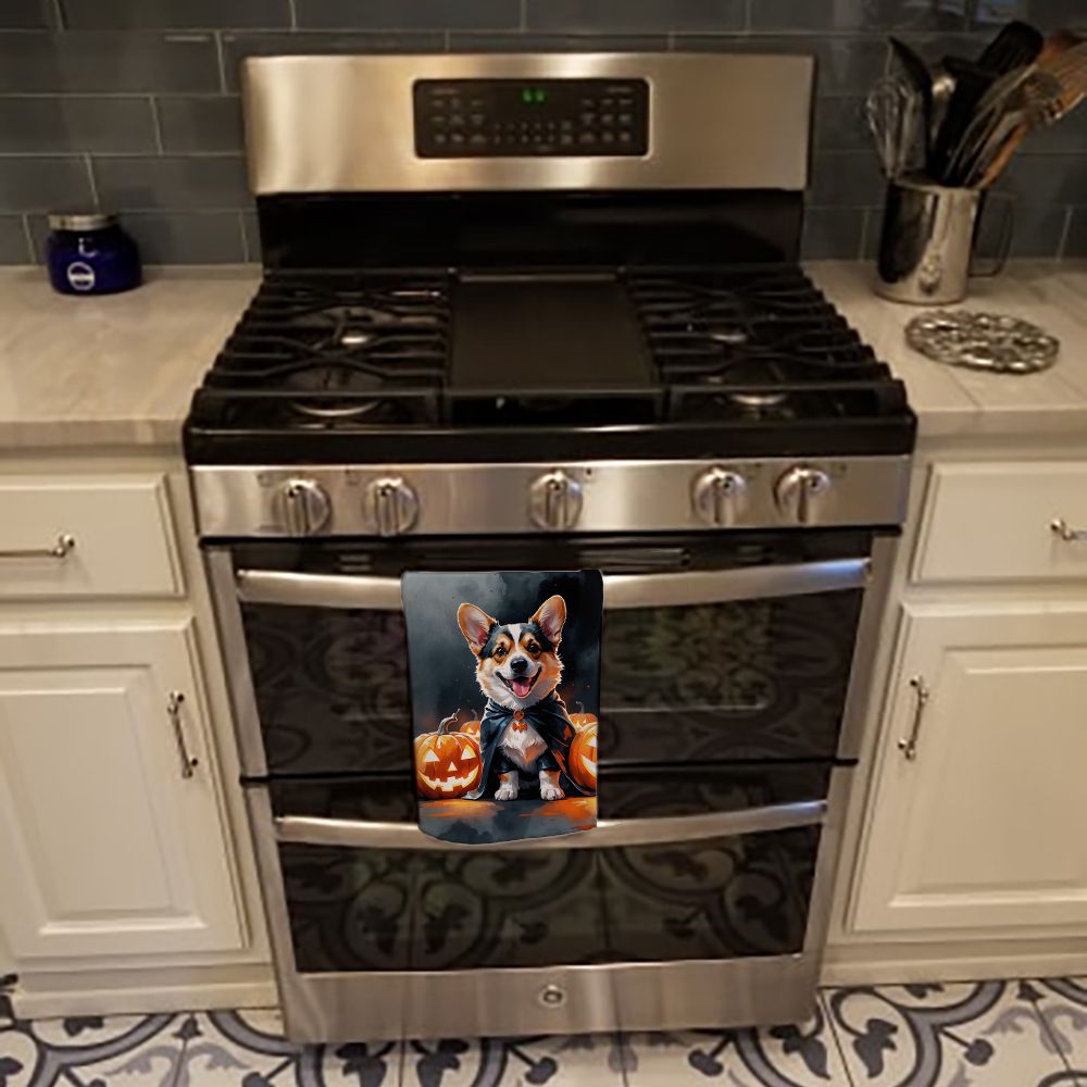 Corgi Puppy Halloween Kitchen Towel Dish Cloths Guest Hand Towel Decorative Bathroom Towel for Face,Tea, Dishcloth, Kitchen and Bath