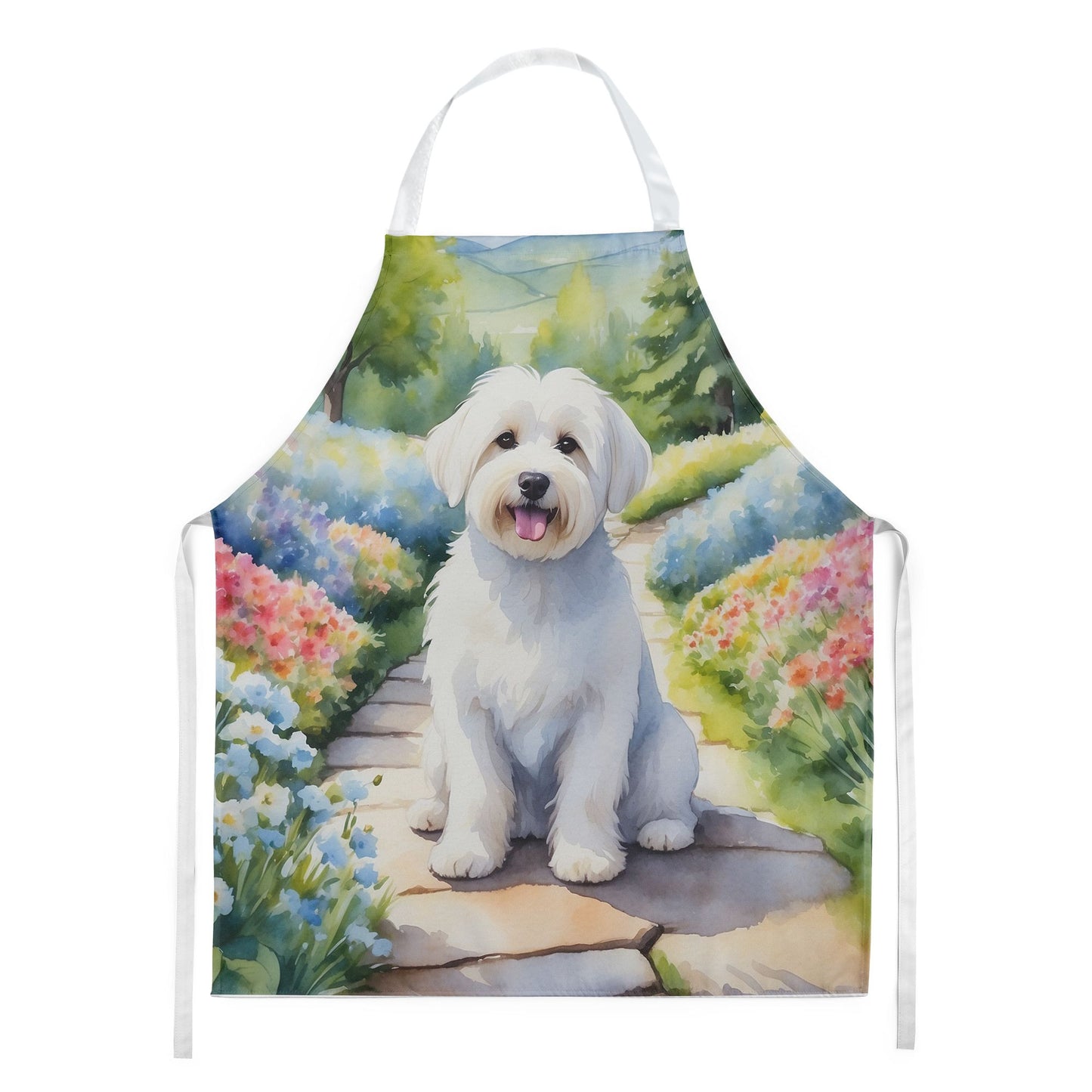 Coton de Tulear Spring Path Apron Cooking Kitchen Server Baking Crafts Gardening for Adult Women Men, Unisex, Large, Multicolor