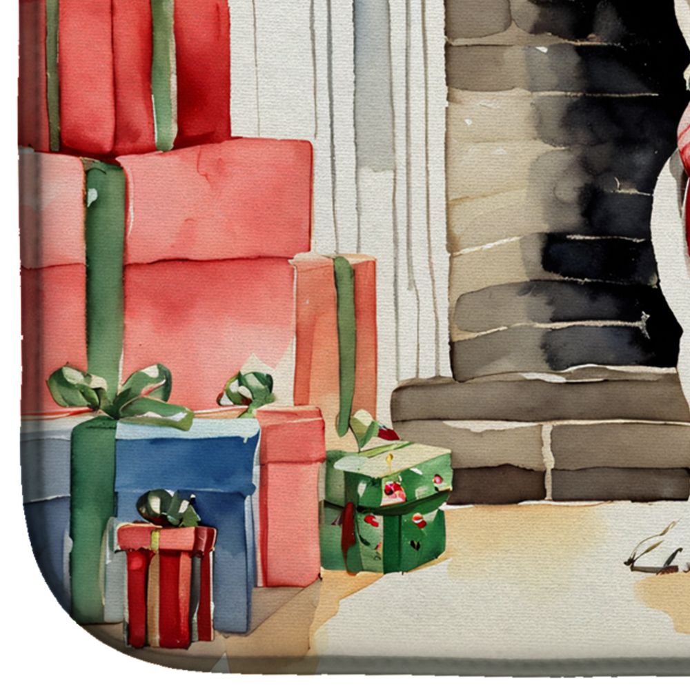 French Bulldog Cozy Christmas Dish Drying Mat Absorbent Dish Drying Mat Pad for Kitchen Counter Dish Drainer Mat for Countertop, 14 x 21", Multicolor