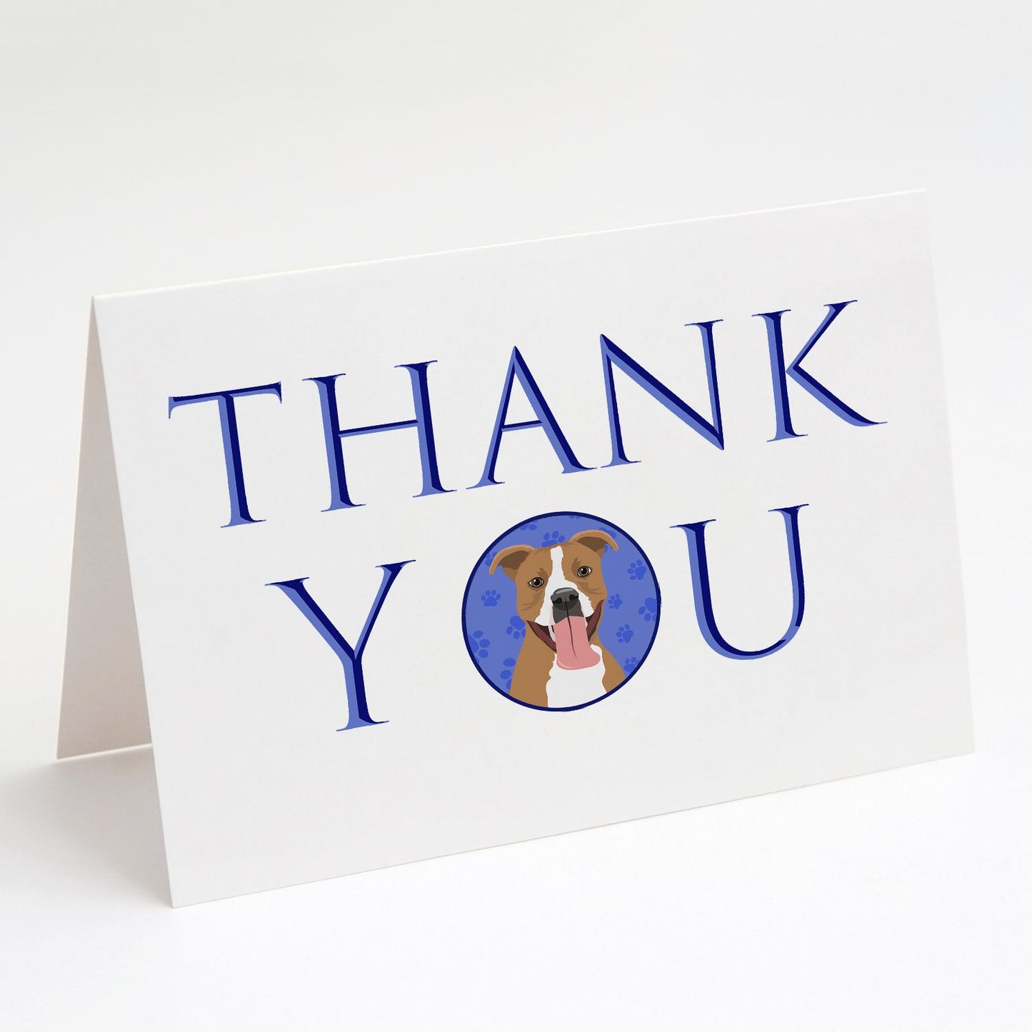 Pit Bull Fawn #2 Thank You Greeting Cards Pack of 8 Blank Cards with Envelopes Whimsical A7 Size 5x7 Blank Note Cards