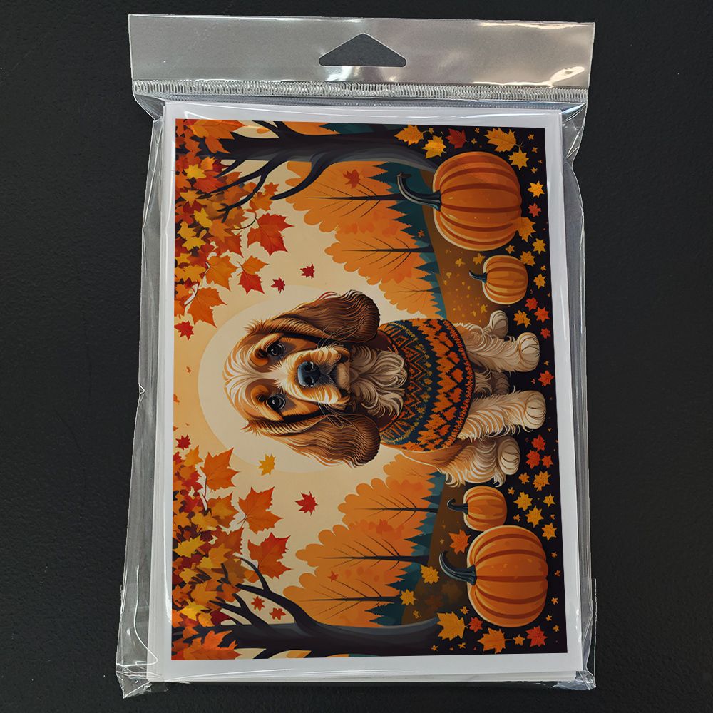 Cocker Spaniel Fall Greeting Cards Pack of 8 Blank Cards with Envelopes Whimsical A7 Size 5x7 Blank Note Cards