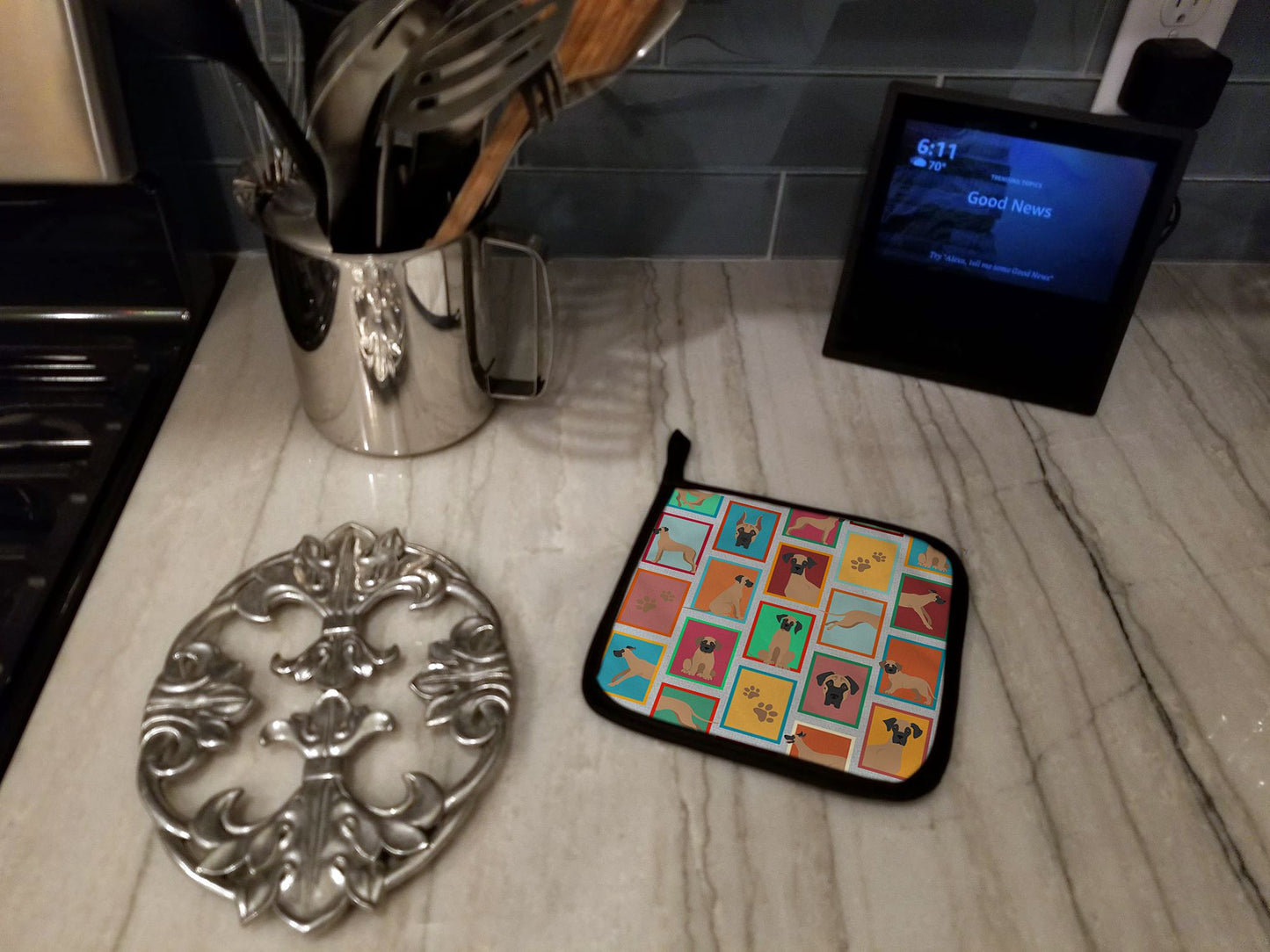 Lots of Fawn Great Dane Pair of Pot Holders Kitchen Heat Resistant Pot Holders Sets Oven Hot Pads for Cooking Baking BBQ, 7 1/2 x 7 1/2
