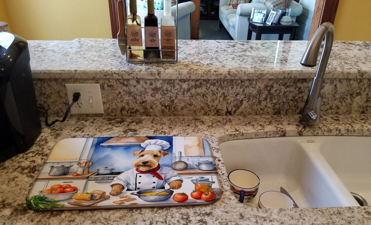 Lakeland Terrier The Chef Dish Drying Mat Absorbent Dish Drying Mat Pad for Kitchen Counter Dish Drainer Mat for Countertop, 14 x 21", Multicolor