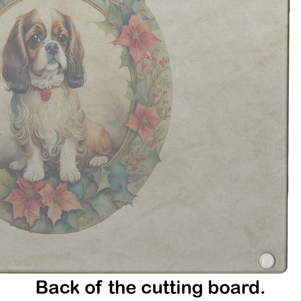 NEW English Toy Spaniel Christmas Flowers Glass Cutting Board Decorative Tempered Glass Kitchen Cutting and Serving Board Large Size Chopping Board