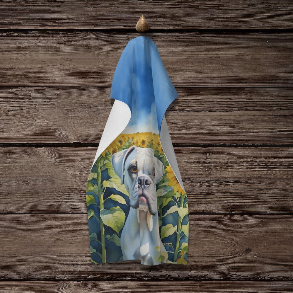 Boxer in Sunflowers Kitchen Towel Dish Cloths Guest Hand Towel Decorative Bathroom Towel for Face,Tea, Dishcloth, Kitchen and Bath