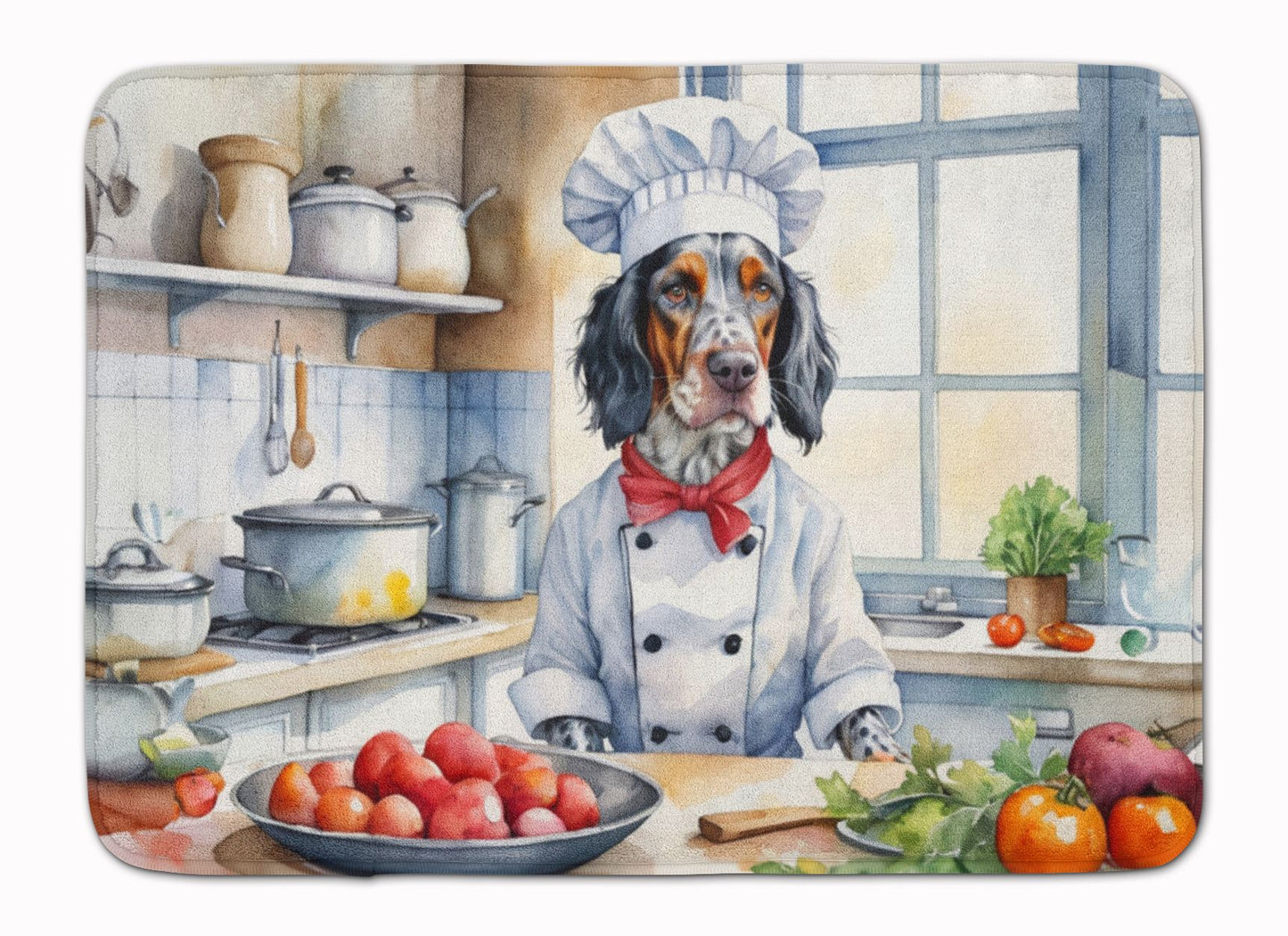 English Setter The Chef Memory Foam Kitchen Mat Machine Washable Anti-Fatigue Mat Cushion Comfort Bath Mat or Kitchen Rug