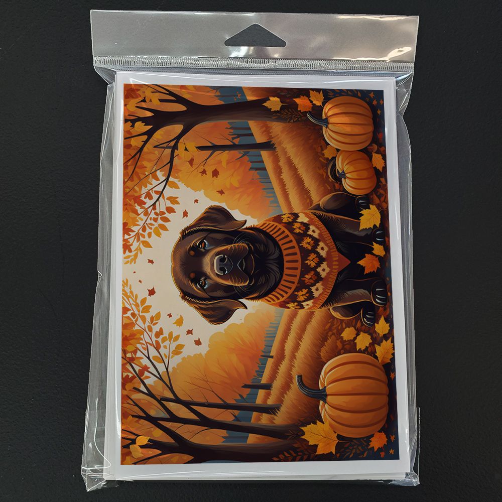 Chocolate Labrador Retriever Fall Greeting Cards Pack of 8 Blank Cards with Envelopes Whimsical A7 Size 5x7 Blank Note Cards