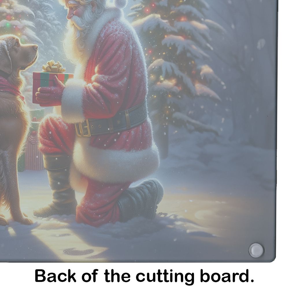 Chesapeake Bay Retriever and Santa Claus Glass Cutting Board Decorative Tempered Glass Kitchen Cutting and Serving Board Large Size Chopping Board