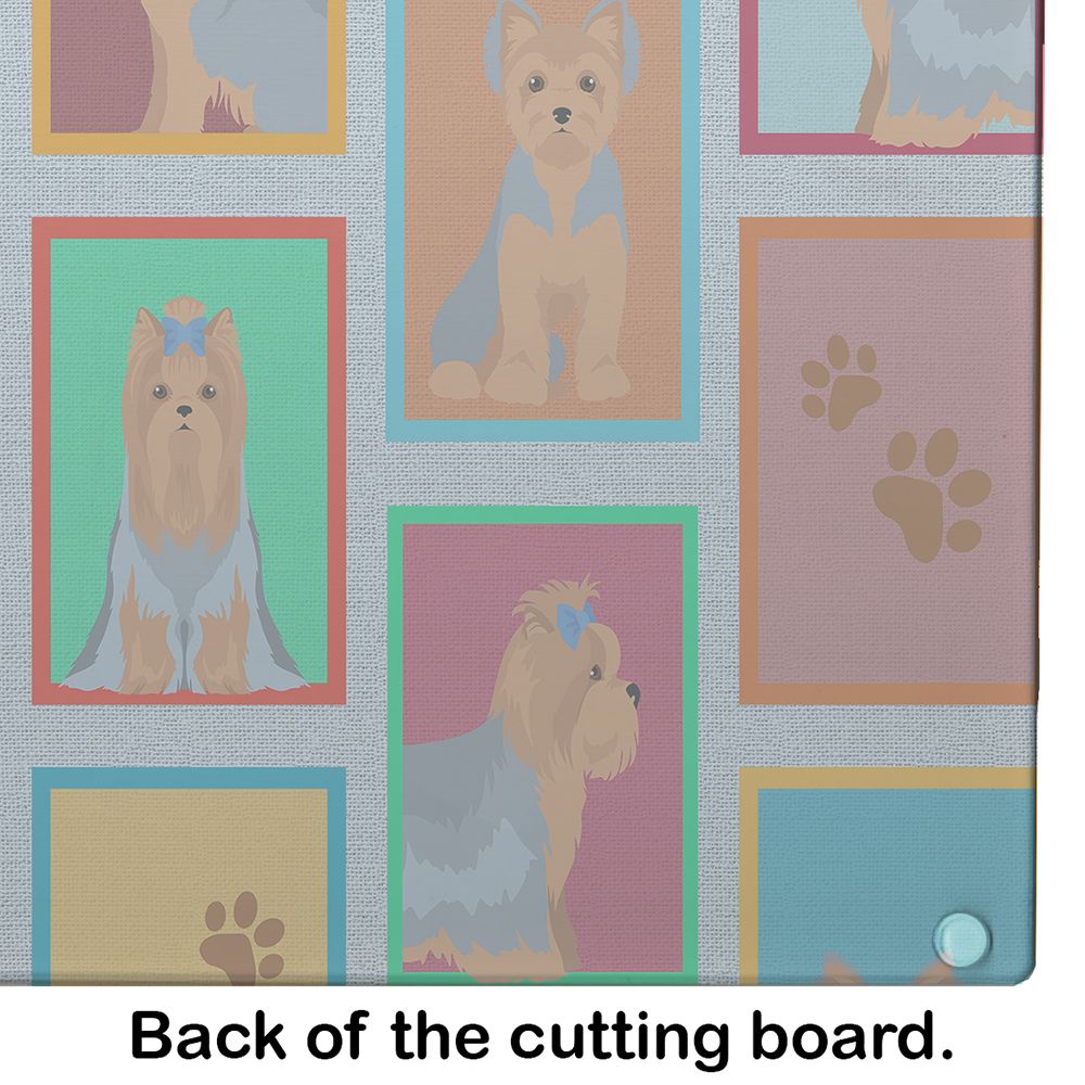 NEW Lots of Blue and Tan Yorkie Glass Cutting Board Decorative Tempered Glass Kitchen Cutting and Serving Board Large Size Chopping Board