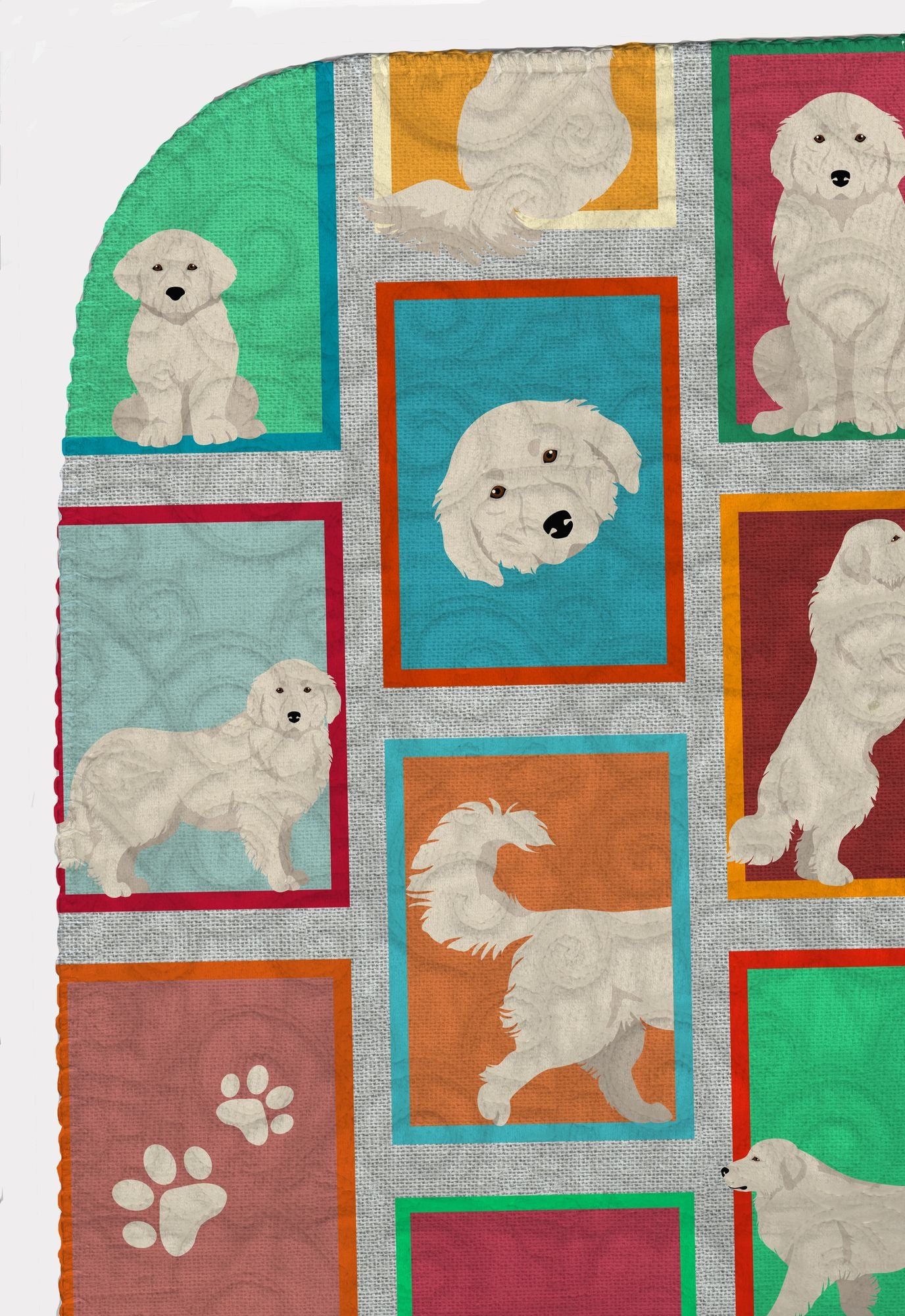 Lots of Great Pyrenees Quilted Blanket 50x60 Artwork Pattern Quilted Throw Blanket for Bed, Couch, Sofa, Soft and Lightweight