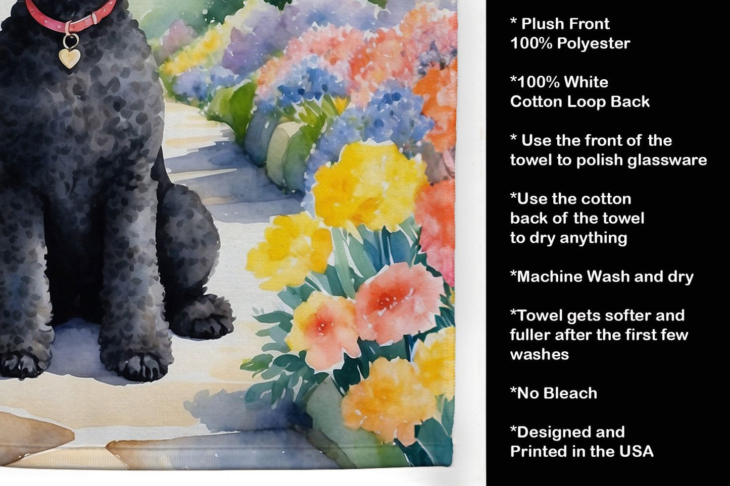 Black Poodle Spring Path Kitchen Towel Dish Cloths Guest Hand Towel Decorative Bathroom Towel for Face,Tea, Dishcloth, Kitchen and Bath
