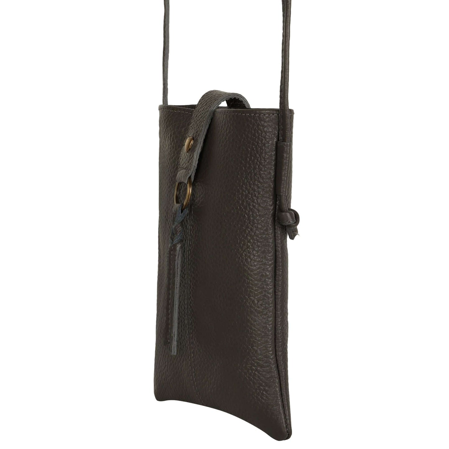Jennie Small crossbody bag w/ slim strap closure & tassel - Deepest Brown