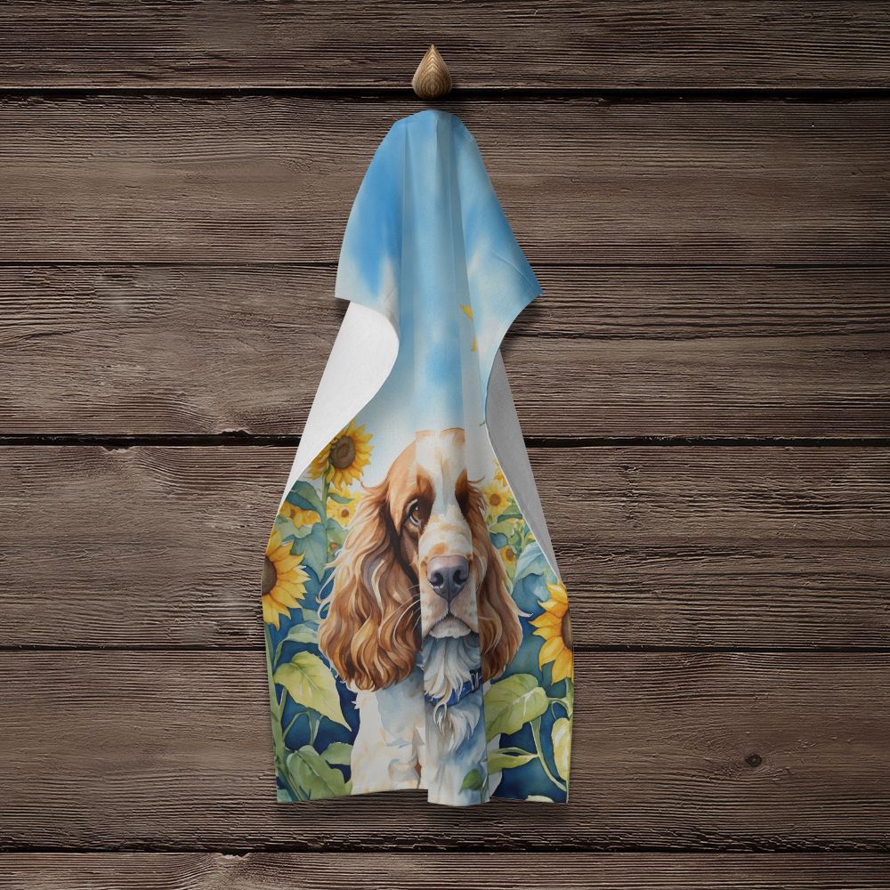 Cocker Spaniel in Sunflowers Kitchen Towel Dish Cloths Guest Hand Towel Decorative Bathroom Towel for Face,Tea, Dishcloth, Kitchen and Bath