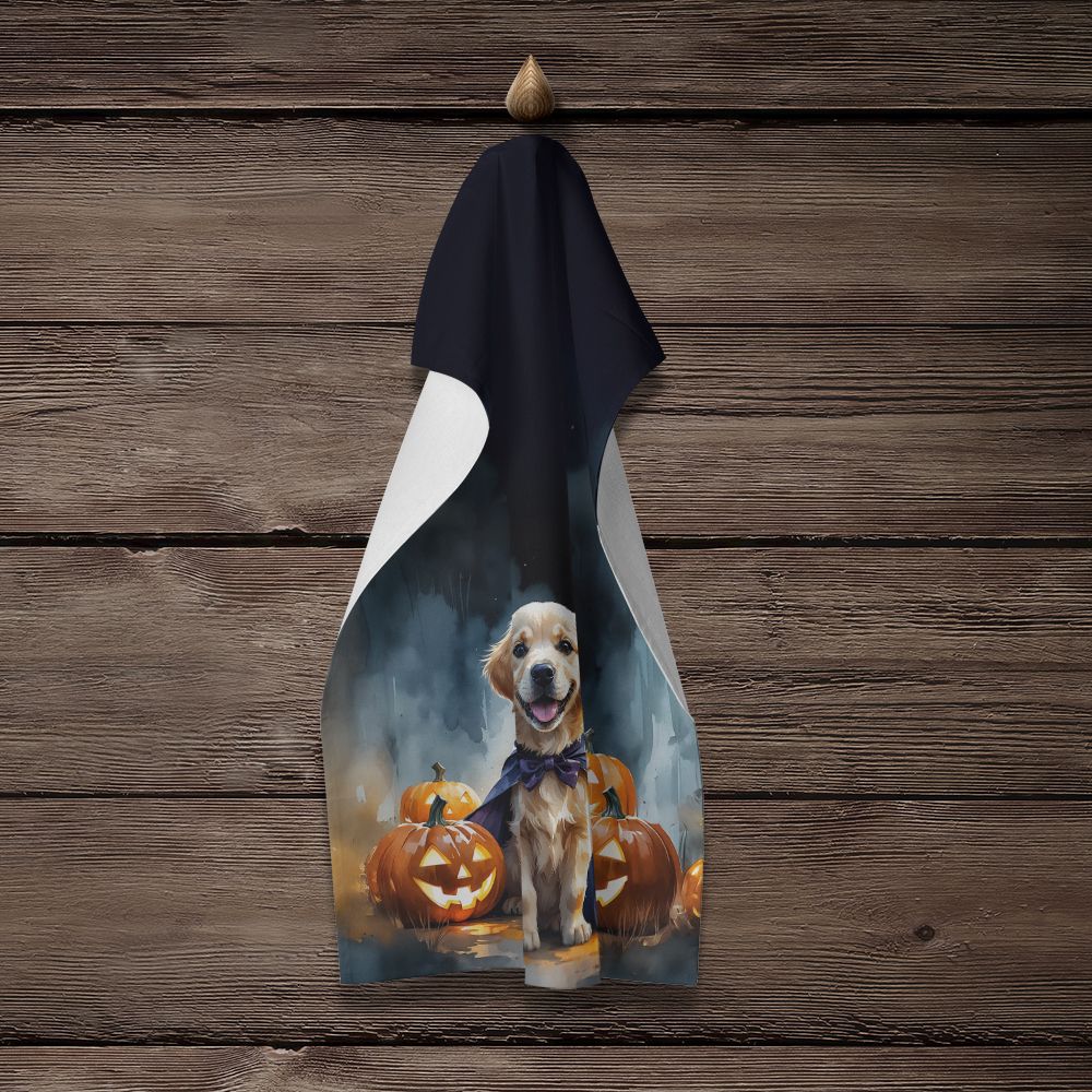 Golden Retriever Puppy Halloween Kitchen Towel Dish Cloths Guest Hand Towel Decorative Bathroom Towel for Face,Tea, Dishcloth, Kitchen and Bath