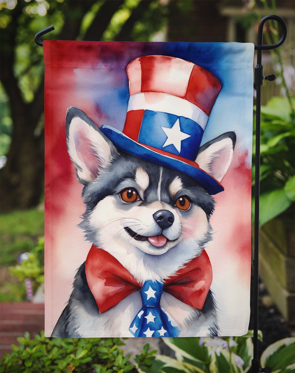 Alaskan Klee Kai Patriotic American Garden Flag Mailbox Flag Decorative Yard Flag Banner Outside Patio Artwork Yard Flower Beds, Garden Size, Multicolor