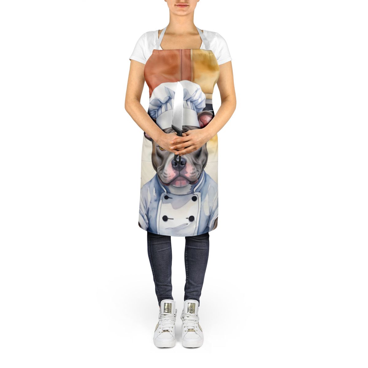 NEW Pit Bull Terrier The Chef Apron Cooking Kitchen Server Baking Crafts Gardening for Adult Women Men, Unisex, Large, Multicolor