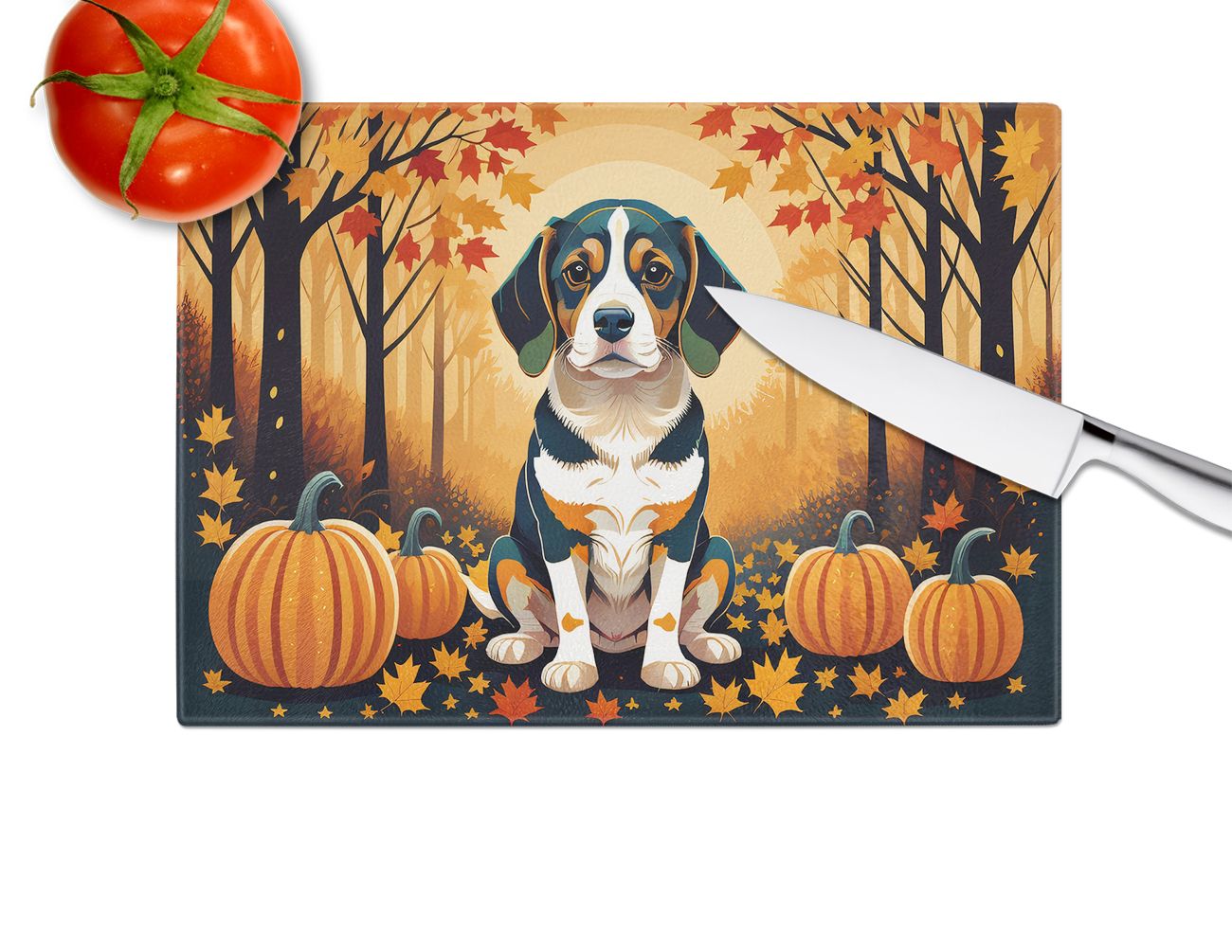 NEW Beagle Fall Glass Cutting Board Decorative Tempered Glass Kitchen Cutting and Serving Board Large Size Chopping Board
