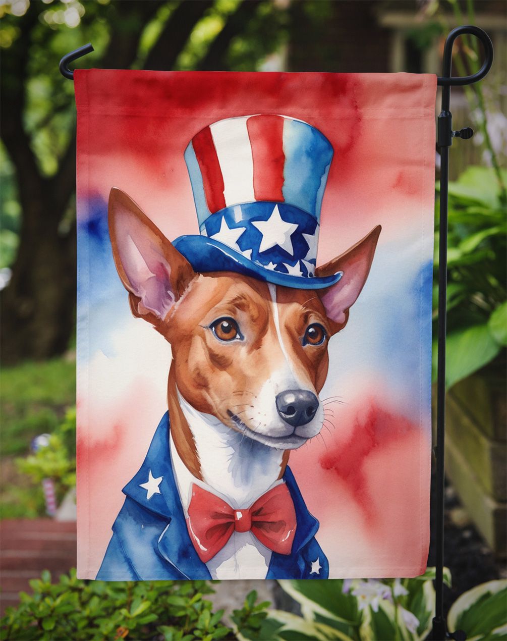 Basenji Patriotic American Garden Flag Mailbox Flag Decorative Yard Flag Banner Outside Patio Artwork Yard Flower Beds, Garden Size, Multicolor